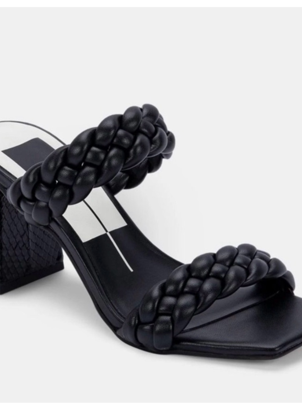 Dolce Vita Black Braided Double-Strap Block Heel Sandals